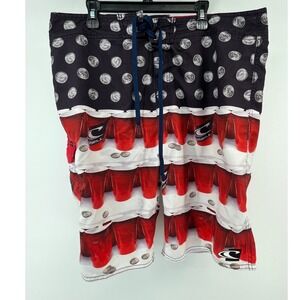 O'Neill Board Shorts Mens 34 Red Solo Cup Quarters Graphic Novelty 25106201P